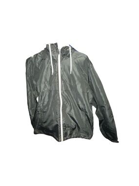Michael Kors Men's Black Hooded Windbreaker with White Trim